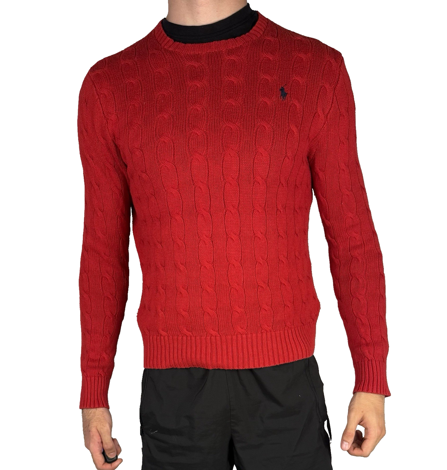 Ralph Lauren Zopfmusterpullover – Rot M