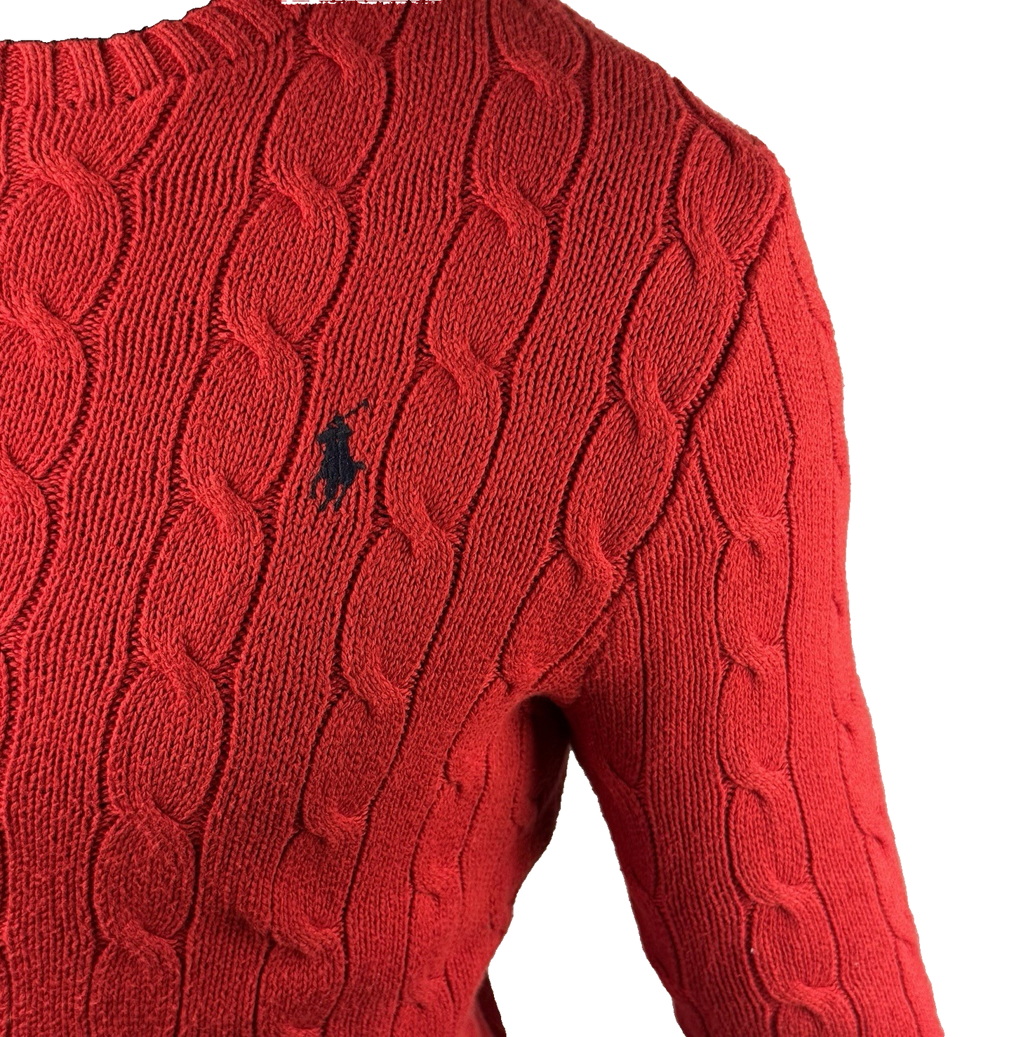 Ralph Lauren Zopfmusterpullover – Rot M