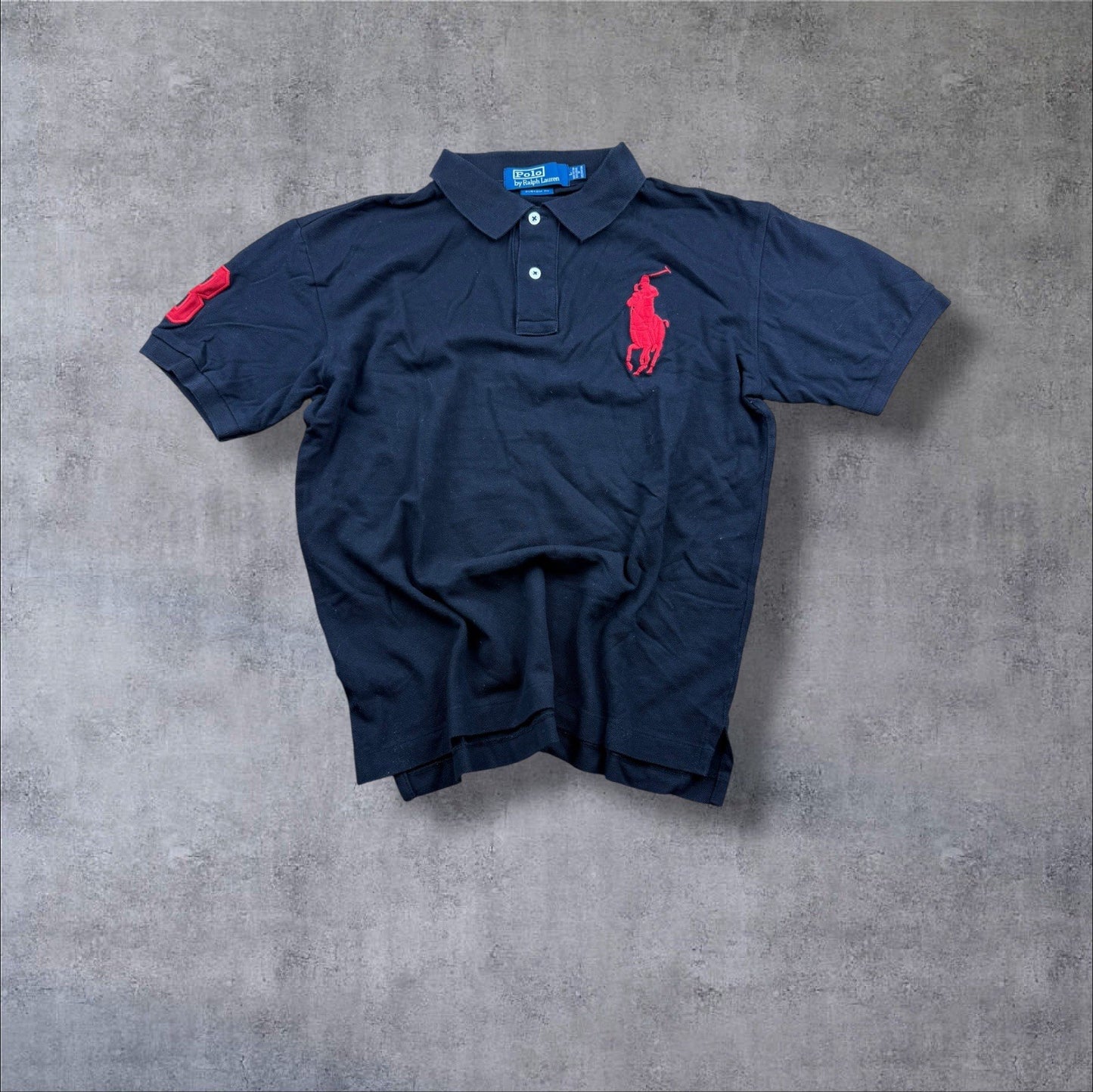 Ralph Lauren Big Pony Polo-Shirt – Schwarz – Herren S (Custom Fit)