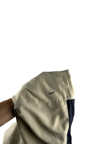 Nike Track Pants – Beige-Grau, Open-Leg Nylonhose, Herren M, Vintage Look