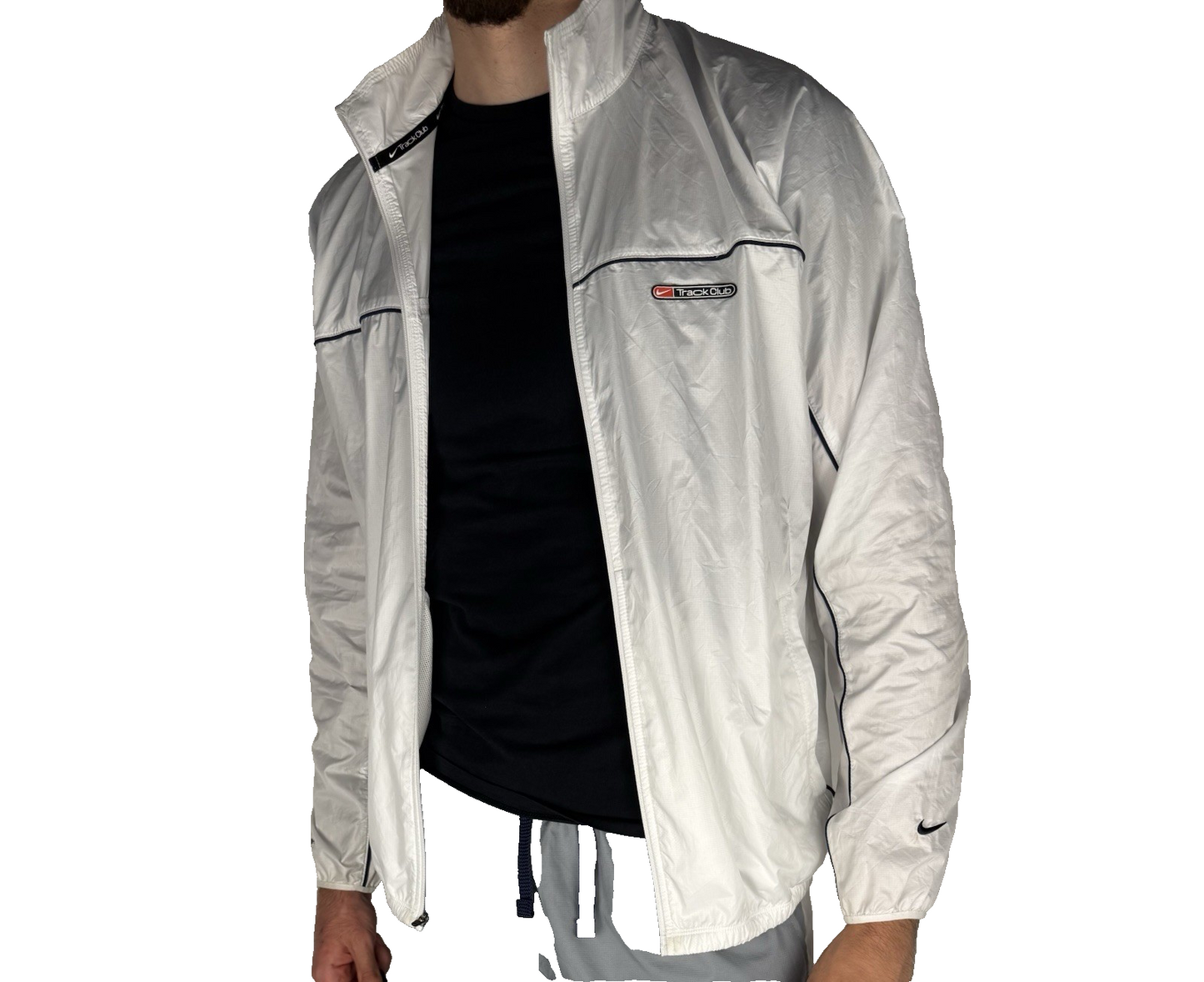 Nike Track Club Jacke Weiß – Nylon Lightweight, Größe M, Top Zustand