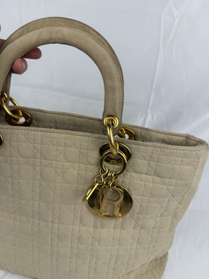 Lady Dior Tasche – Beige, Canvas, Vintage, sehr guter Zustand