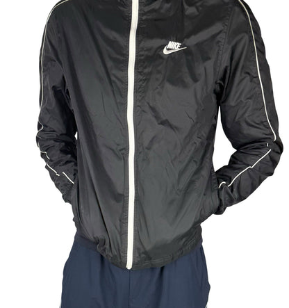Nike Track Jacket Schwarz – Leichtgewicht Nylon, Größe M, Vintage Style