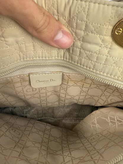 Lady Dior Tasche – Beige, Canvas, Vintage, sehr guter Zustand