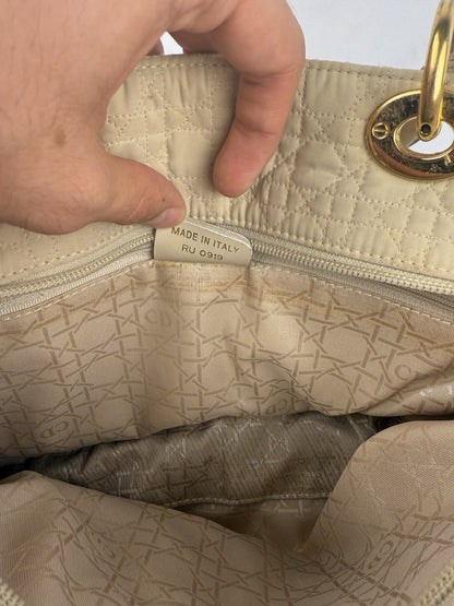 Lady Dior Tasche – Beige, Canvas, Vintage, sehr guter Zustand