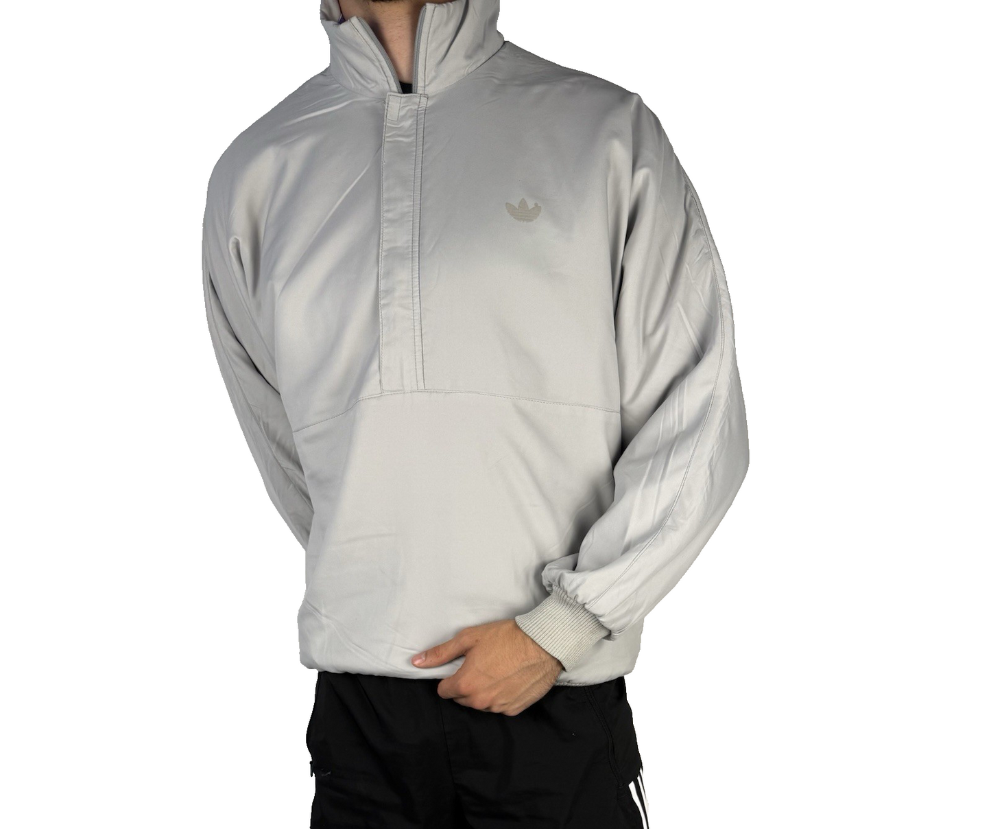 Vintage Adidas Half-Zip Jacke – Grau – Baggy Fit – Größe M–L