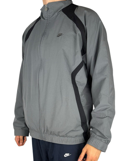 Vintage Trackjacke – Grau/Schwarz, Baggy Fit, Größe 2XL (sitzt wie XL)