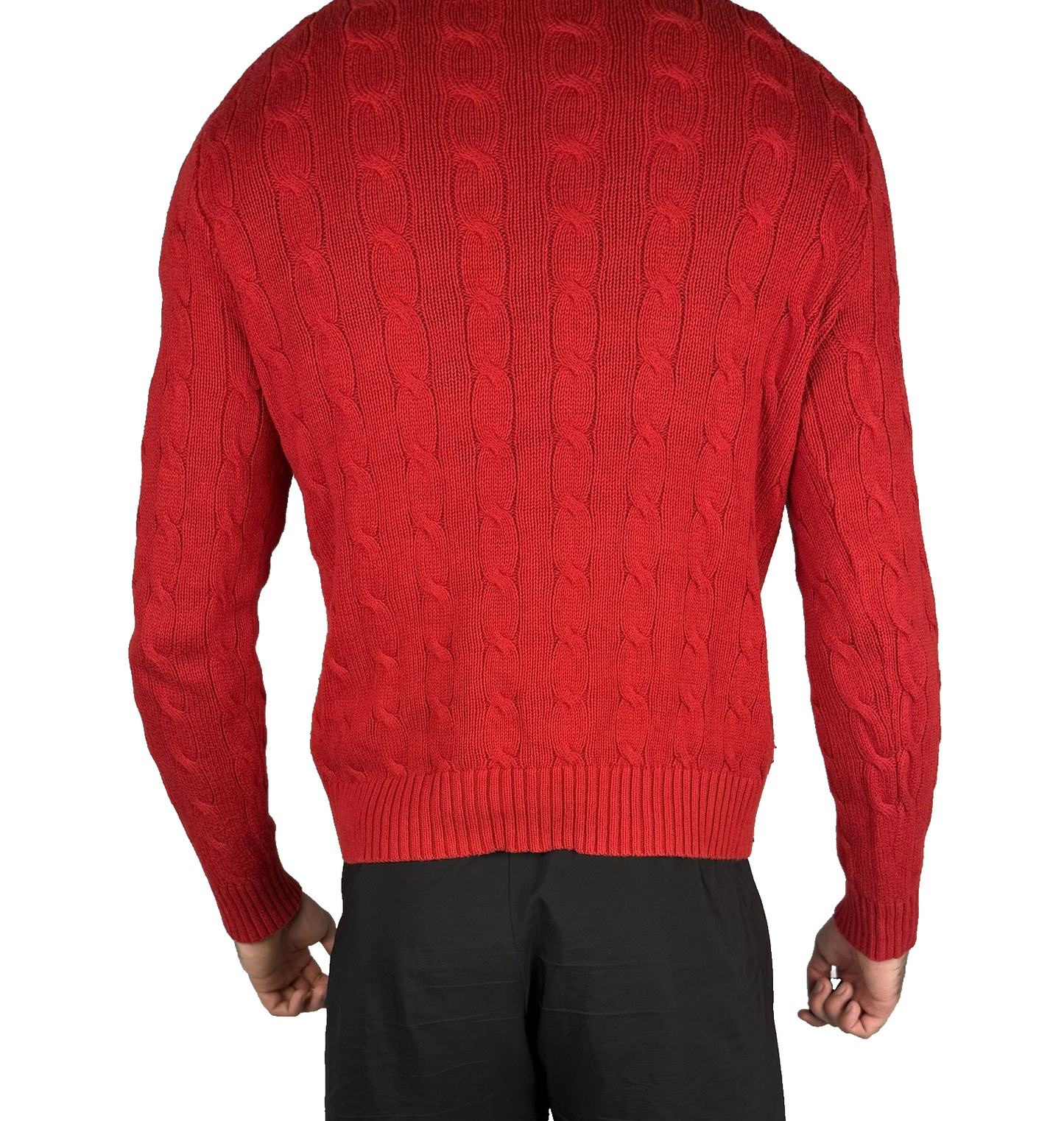 Ralph Lauren Zopfmusterpullover – Rot M