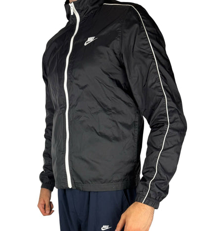 Nike Track Jacket Schwarz – Leichtgewicht Nylon, Größe M, Vintage Style