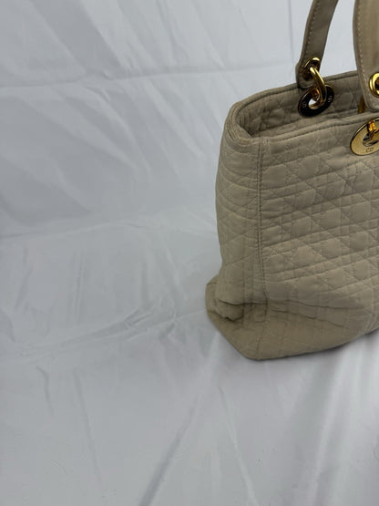 Lady Dior Tasche – Beige, Canvas, Vintage, sehr guter Zustand
