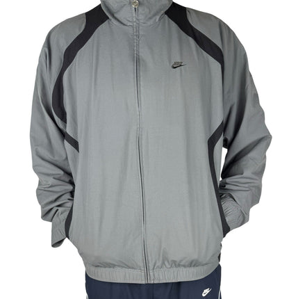 Vintage Trackjacke – Grau/Schwarz, Baggy Fit, Größe 2XL (sitzt wie XL)