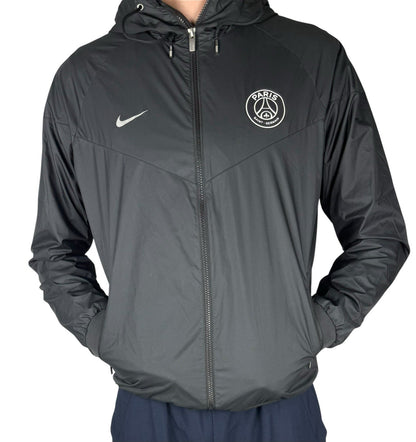 Nike PSG Windbreaker Jacke – Schwarz, Größe L, Polyeste Leichtgewicht mit Kapuze