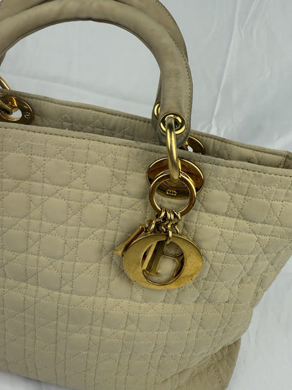 Lady Dior Tasche – Beige, Canvas, Vintage, sehr guter Zustand