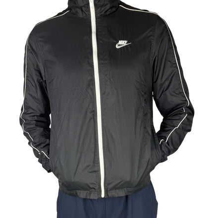 Nike Track Jacket Schwarz – Leichtgewicht Nylon, Größe M, Vintage Style