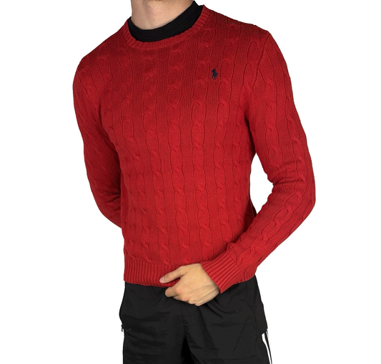 Ralph Lauren Zopfmusterpullover – Rot M