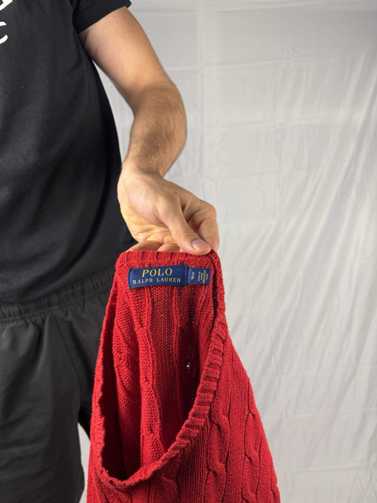 Ralph Lauren Zopfmusterpullover – Rot M