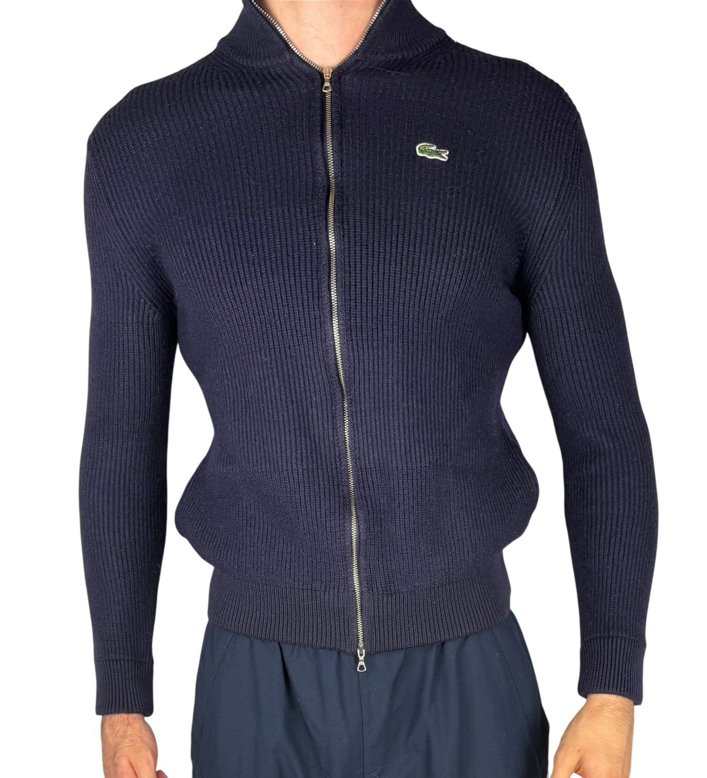 Lacoste Zip-Pullover – Navy Blau, Heavyweight Cotton, Größe M