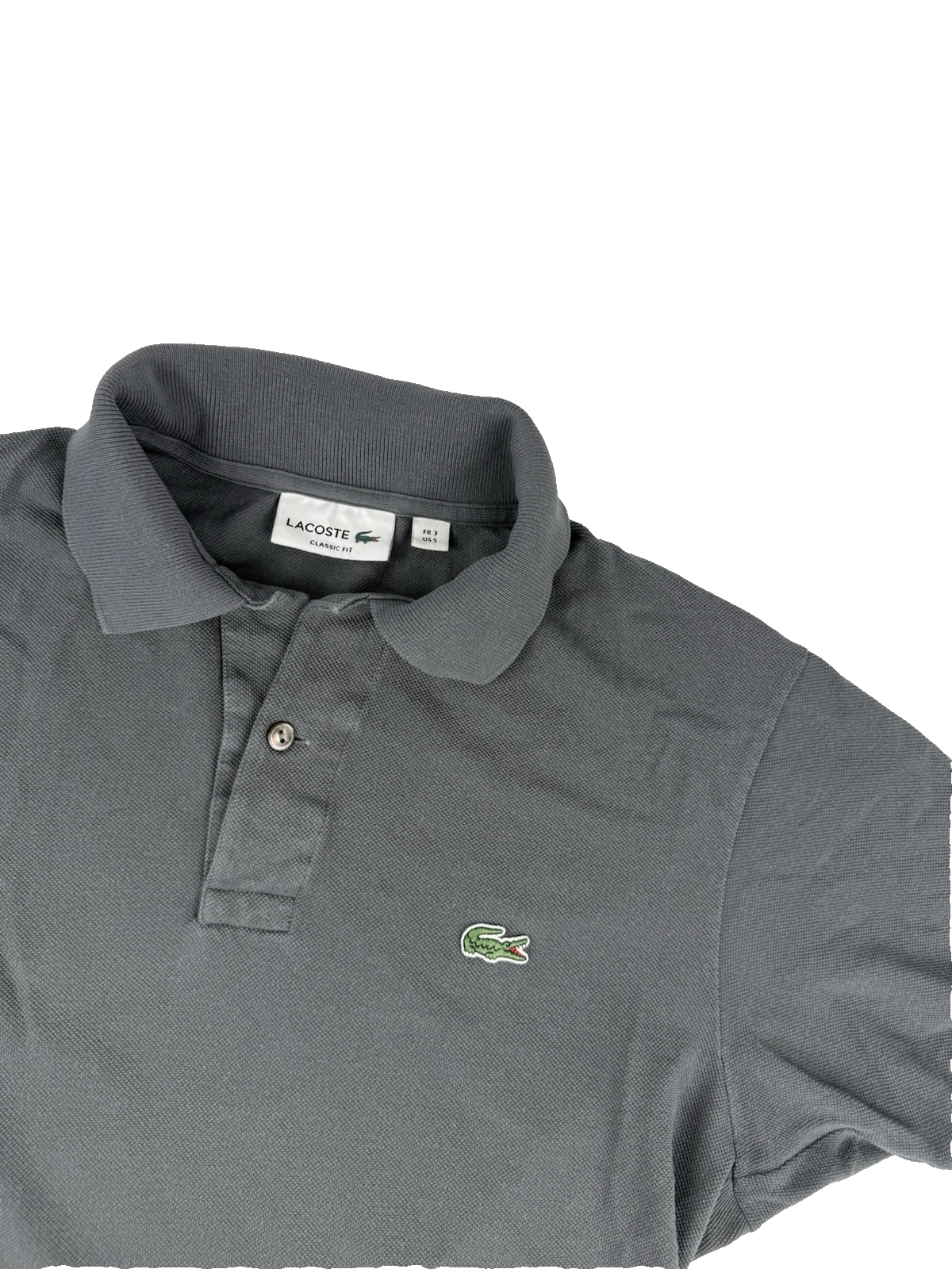 Lacoste Polo Shirt – Grau, Größe S (FR 3 / US S), klassisches Krokodillogo