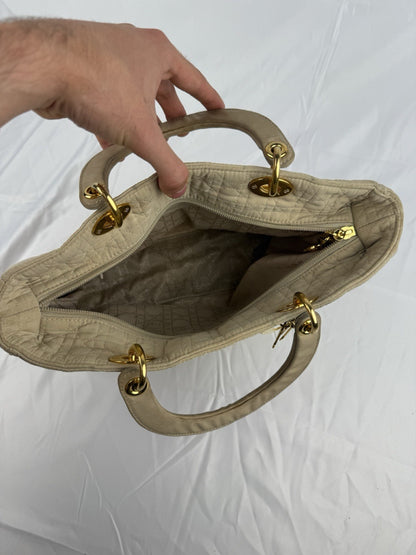 Lady Dior Tasche – Beige, Canvas, Vintage, sehr guter Zustand