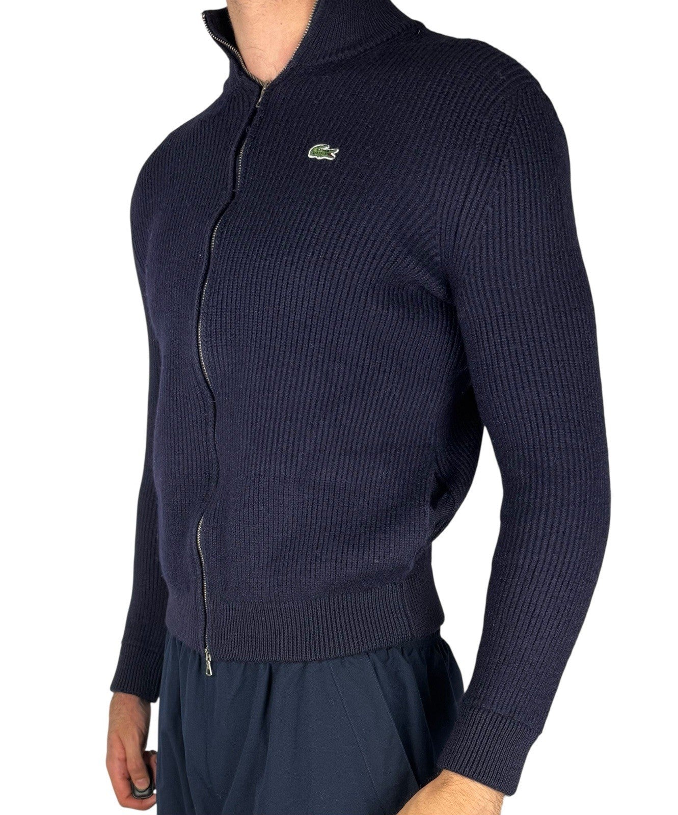 Lacoste Zip-Pullover – Navy Blau, Heavyweight Cotton, Größe M