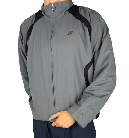 Vintage Trackjacke – Grau/Schwarz, Baggy Fit, Größe 2XL (sitzt wie XL)