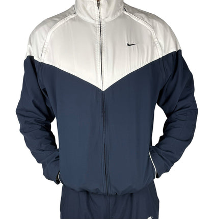 Nike Windbreaker Jacke Weiß-Navy Vintage – Größe XL, wandelbar zur Weste