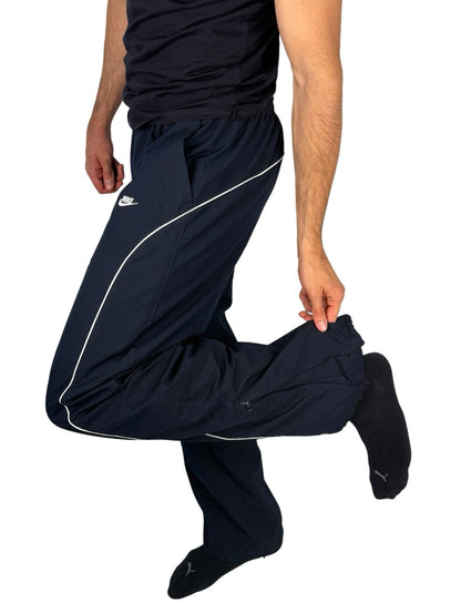 Vintage Nike Track Pants – Open-Leg mit verstellbarem Beinabschluss  Navy Blau L