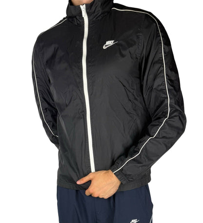 Nike Track Jacket Schwarz – Leichtgewicht Nylon, Größe M, Vintage Style