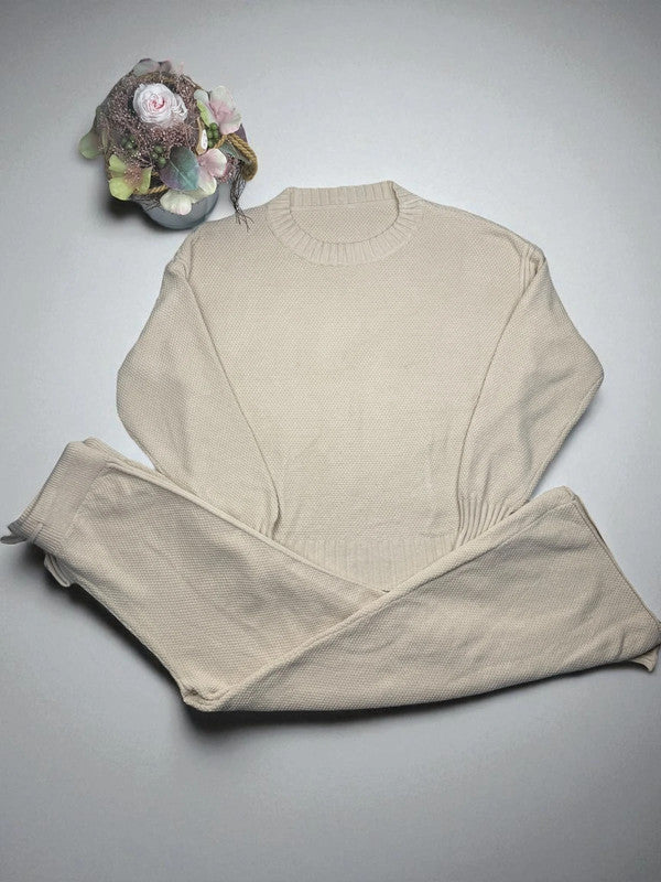 Premium Jogger – Beige – Grobstrick – Damen S