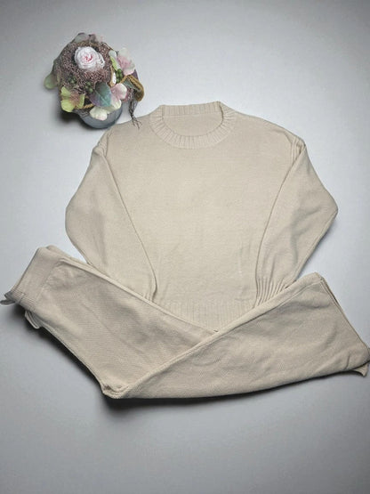 Premium Jogger – Beige – Grobstrick – Damen S