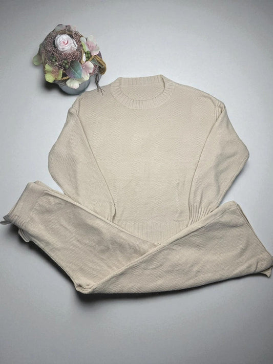 Premium Jogger – Beige – Grobstrick – Damen S