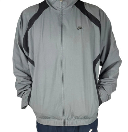 Nike Vintage Trackjacke – Grau/Schwarz, Baggy Fit, Größe 2XL