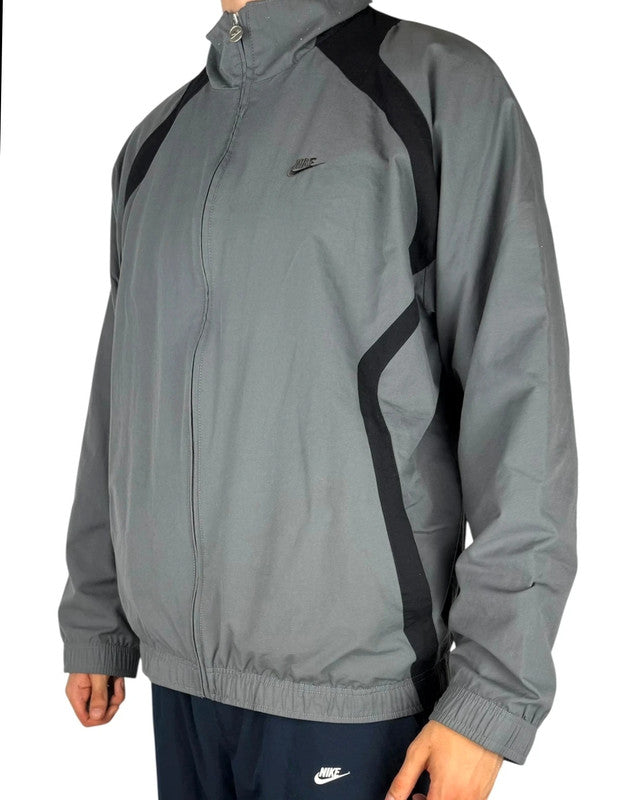 Nike Vintage Trackjacke – Grau/Schwarz, Baggy Fit, Größe 2XL