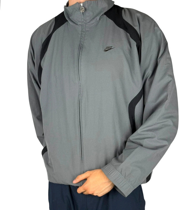 Nike Vintage Trackjacke – Grau/Schwarz, Baggy Fit, Größe 2XL