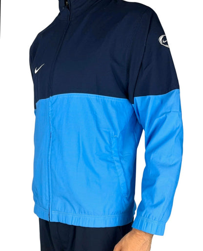 Vintage Nike Trackjacke – Hell-/Dunkelblau, Größe M, Retro Style jasje - veste- giacca
