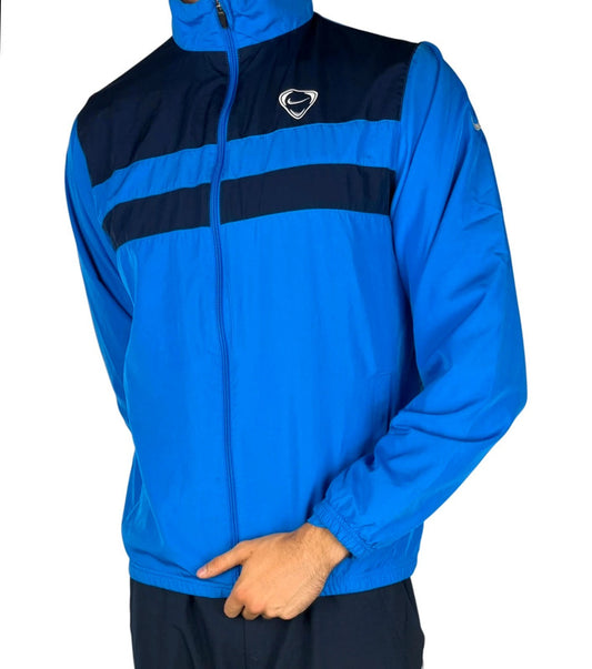 Vintage Nike Trackjacke – Hellblau & Schwarz, Größe M, 90s Look jasje - veste- giacca