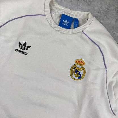Adidas Real Madrid Pullover – Weiß – Herren S – Vintage Baumwoll-Hoodie