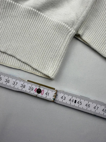 Lacoste – Feinstrick Pullover – Weiß/Rot gestreift – V-Ausschnitt – Größe L (FR 5)