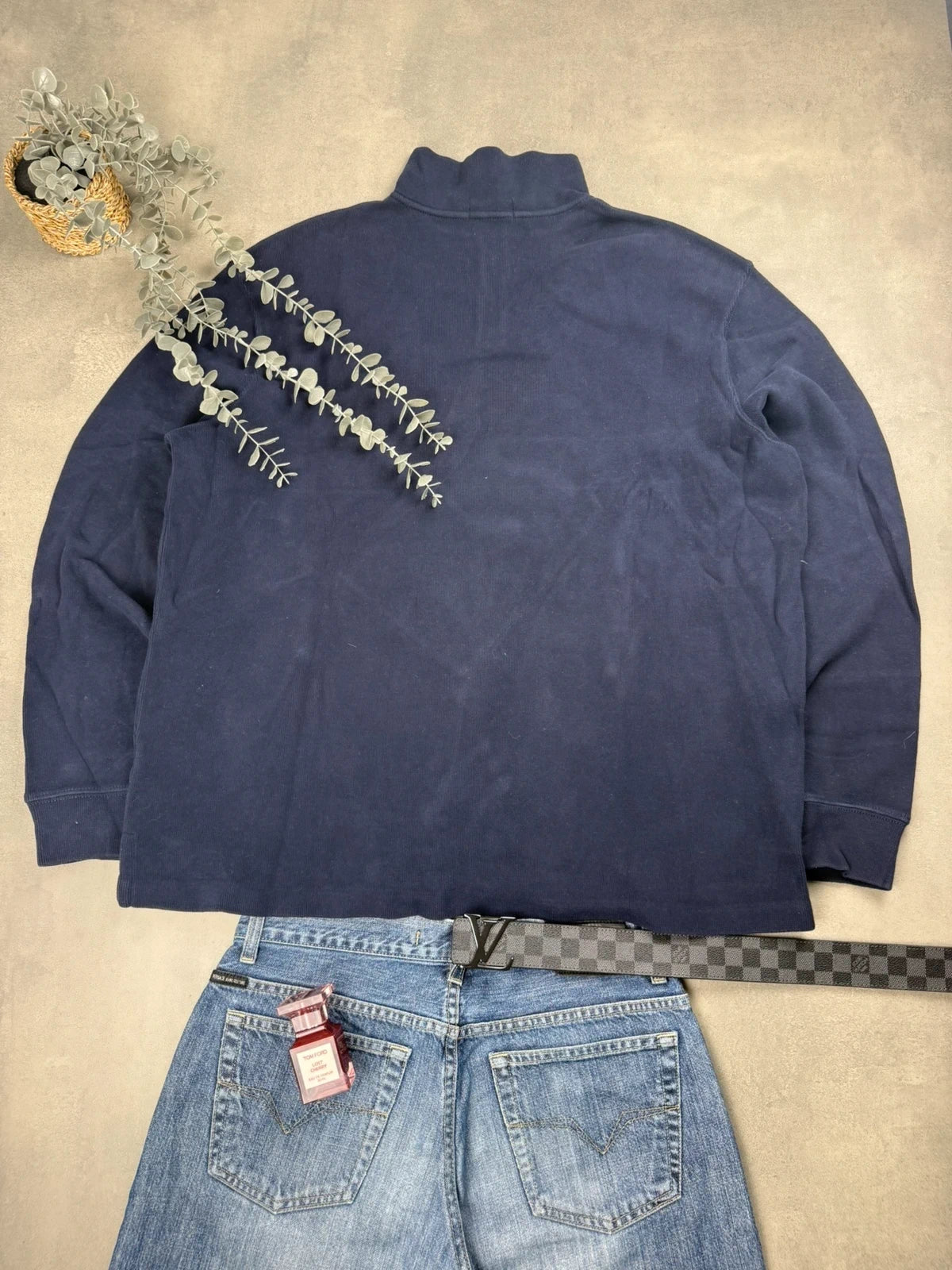 Ralph Lauren Quarter Zip – Marineblau – Feinstrick – Größe XL
