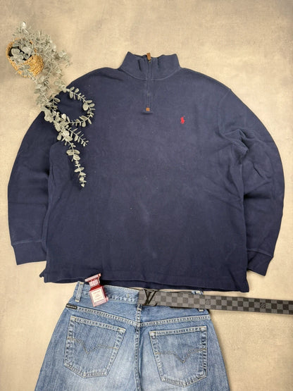 Ralph Lauren Quarter Zip – Marineblau – Feinstrick – Größe XL
