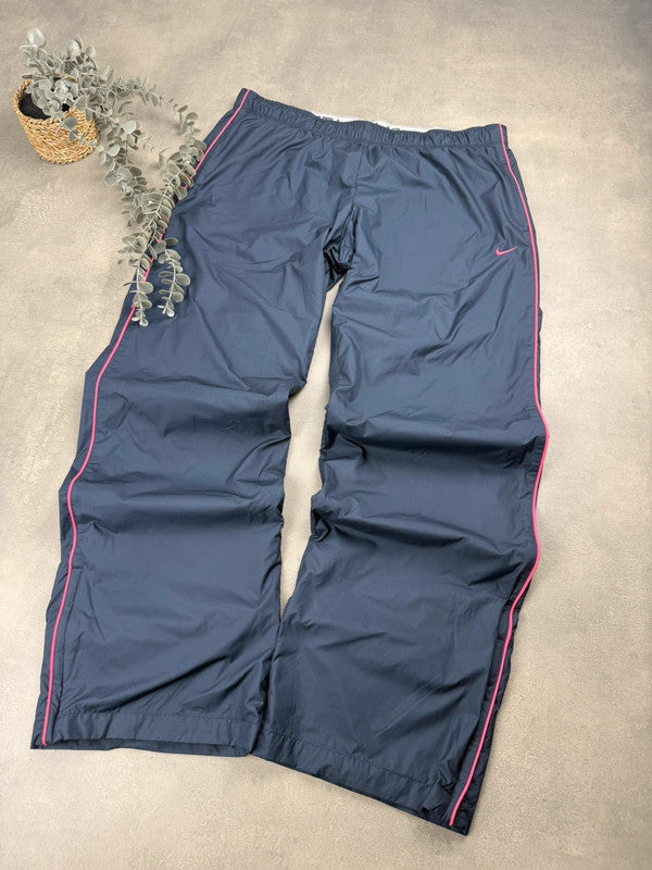 Nike Track Pants – Schwarz mit pinkem Piping – Damen L – Vintage