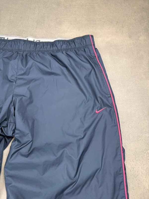 Nike Track Pants – Schwarz mit pinkem Piping – Damen L – Vintage