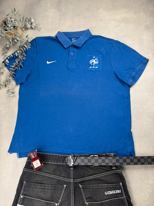 Nike Frankreich Polo Shirt – Blau – XL – Baumwolle Fußball