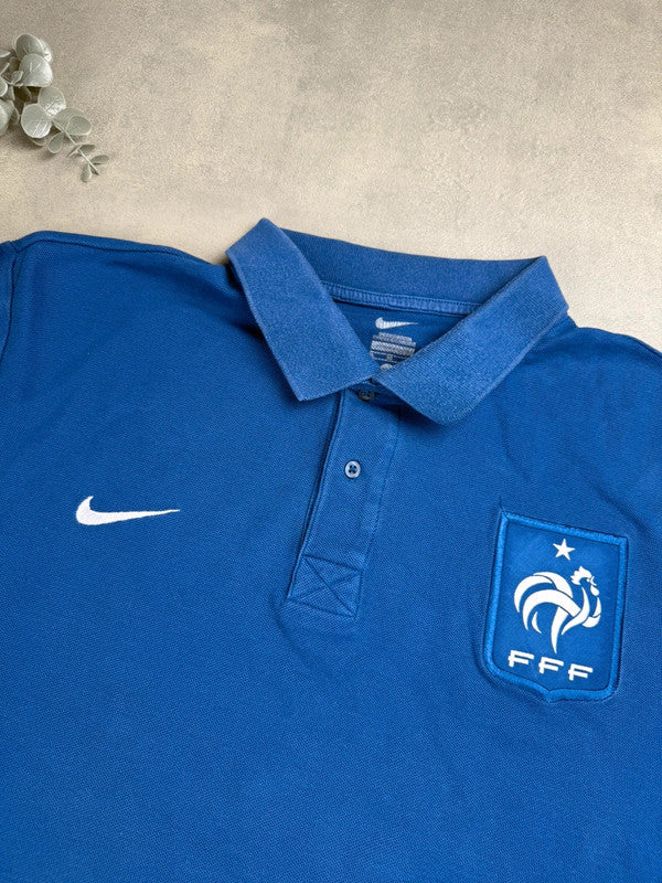 Nike Frankreich Polo Shirt – Blau – XL – Baumwolle Fußball