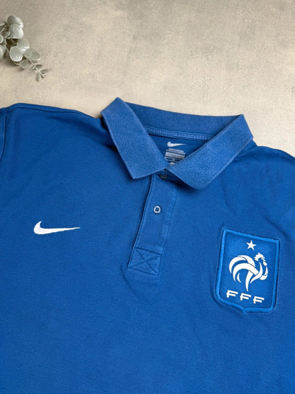 Nike Frankreich Polo Shirt – Blau – XL – Baumwolle Fußball