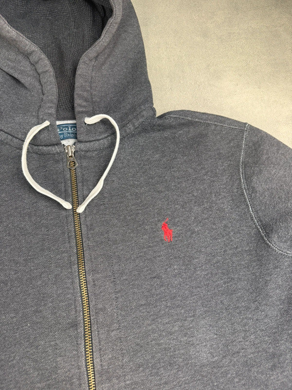 Ralph Lauren Zip Hoodie – Grau – Distressed Edition – Größe L