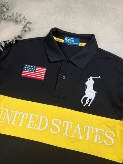 Ralph lauren Polo – United States – Langarm – Schwarz/Gelb – Größe S