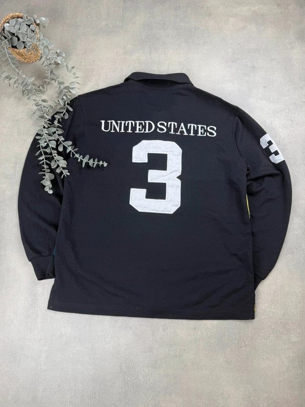 Ralph lauren Polo – United States – Langarm – Schwarz/Gelb – Größe S