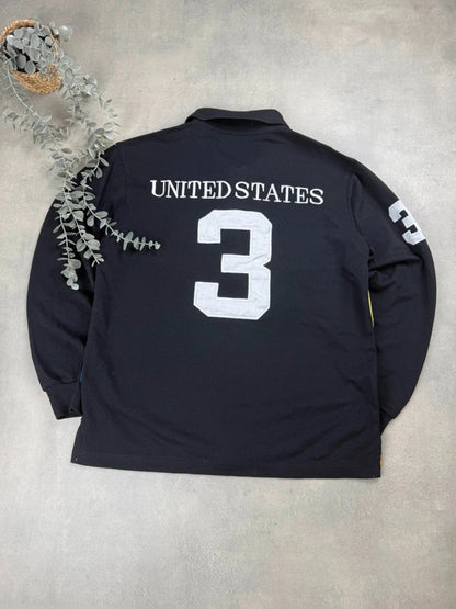 Ralph lauren Polo – United States – Langarm – Schwarz/Gelb – Größe S