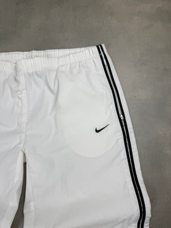 Nike Trackpants – Weiß – Open Leg – Damen S – Leinenoptik